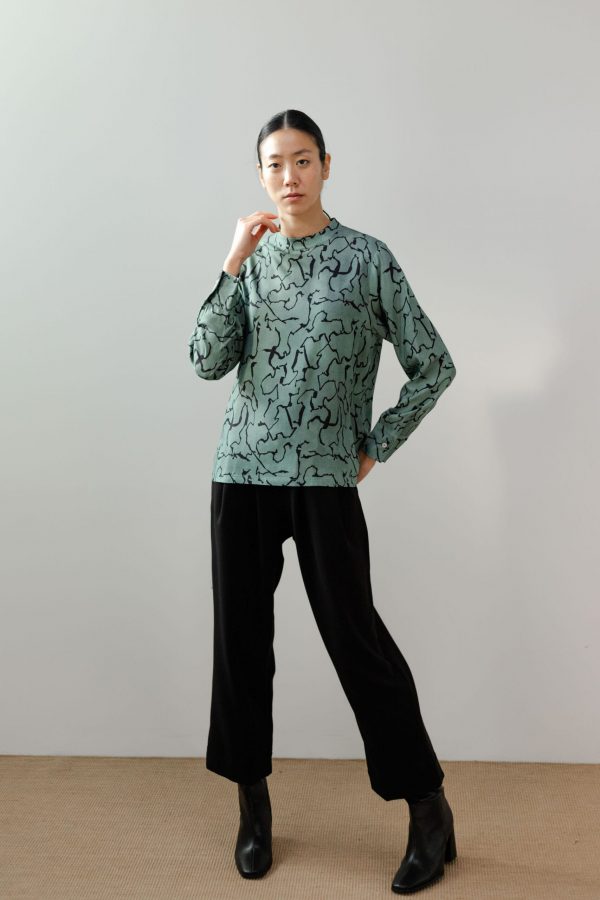 Blusa verde estampada