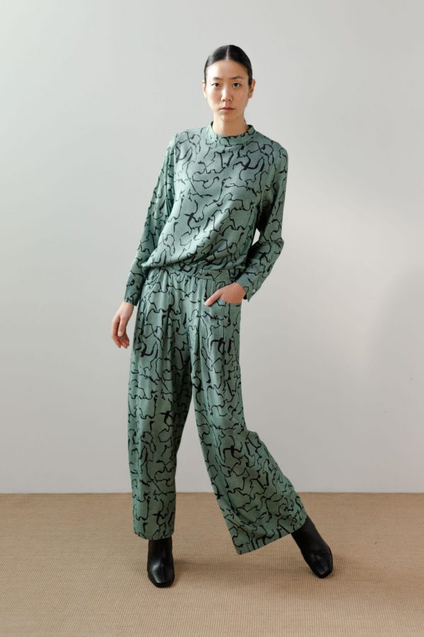 Blusa verde estampada