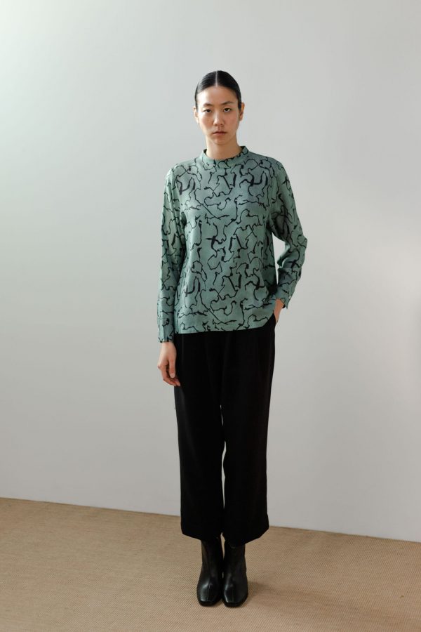 Blusa verde estampada
