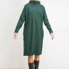Vestido verde botella cuello chimenea
