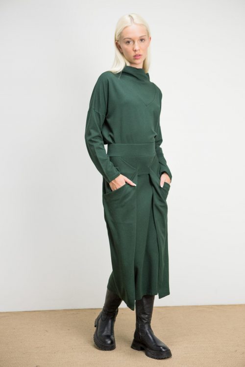Falda lápiz verde botella