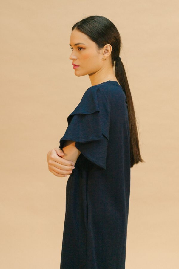 Vestido volantes azul marino