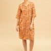 Vestido fluido estampado teja