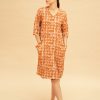Vestido fluido estampado teja