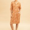 Vestido fluido estampado teja