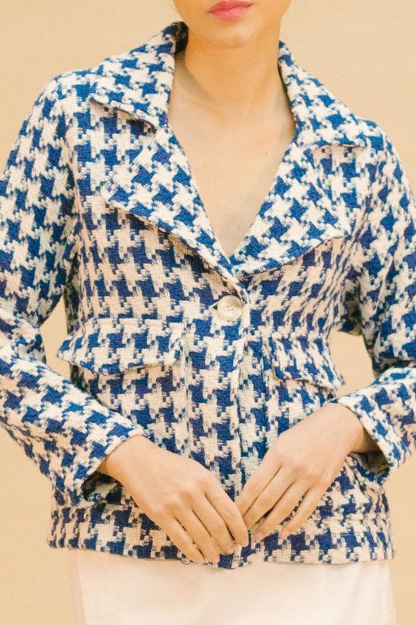 Chaqueta pata de gallo azul