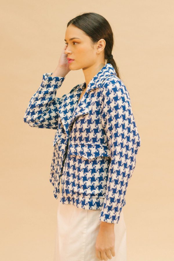 Chaqueta pata de gallo azul