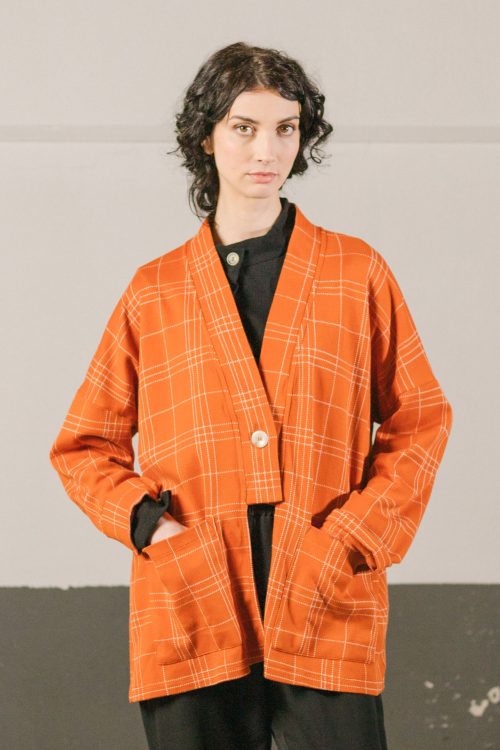 Chaqueta cuadros naranja