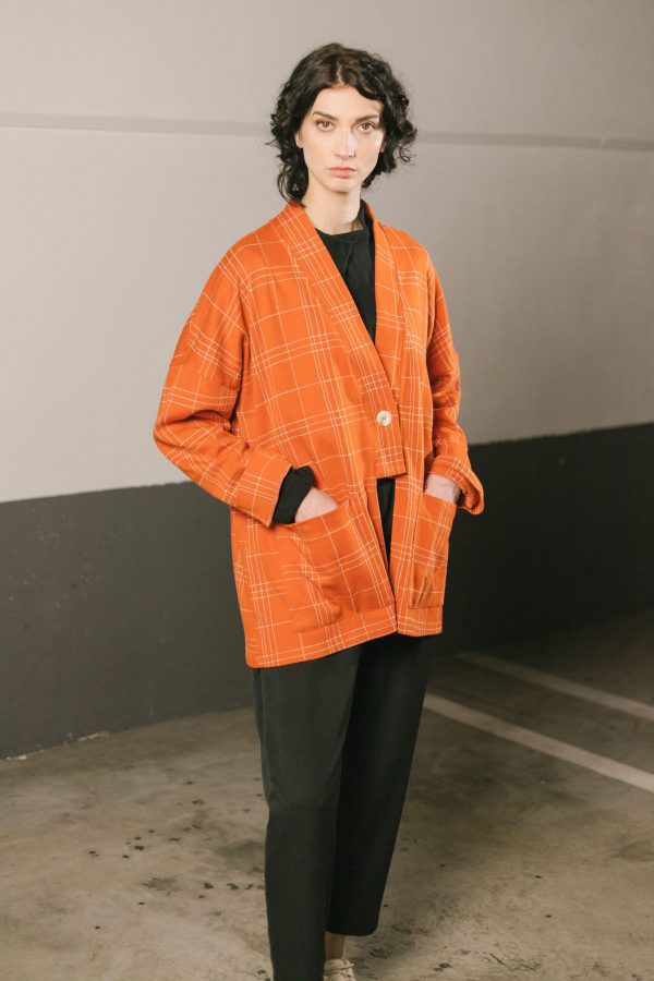 Chaqueta cuadros naranja