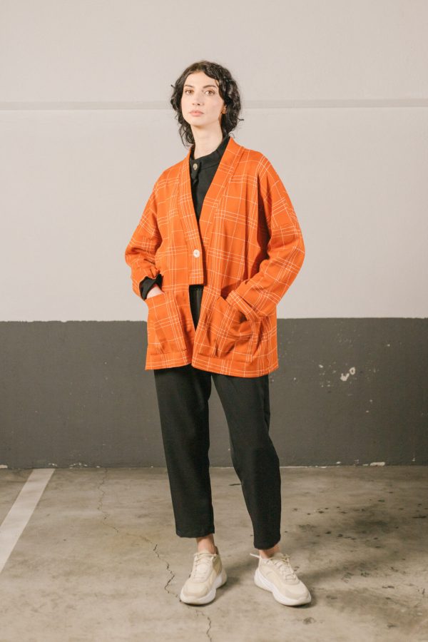 Chaqueta cuadros naranja