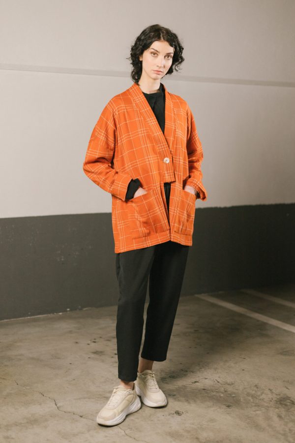 Chaqueta cuadros naranja