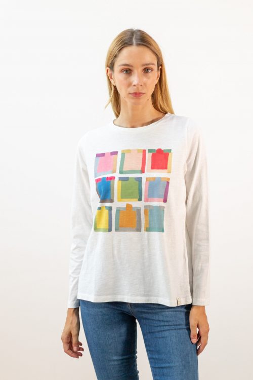 Camiseta manga larga cuadros colores