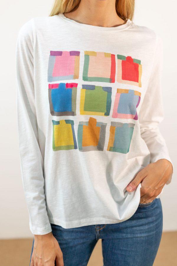 Camiseta manga larga cuadros colores