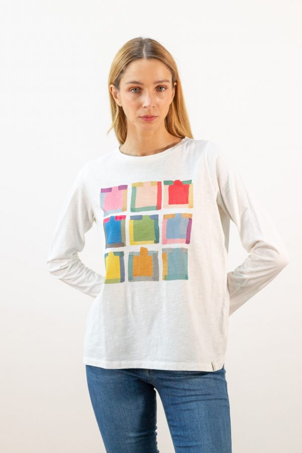 Camiseta manga larga cuadros colores