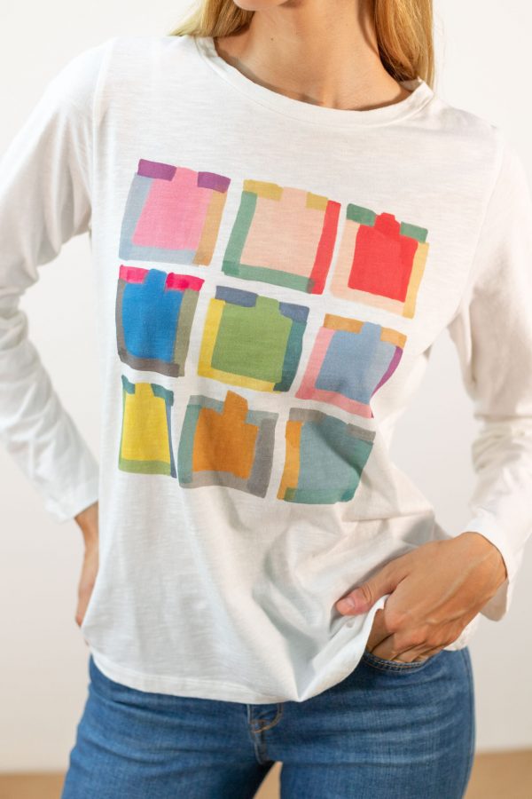 Camiseta manga larga cuadros colores