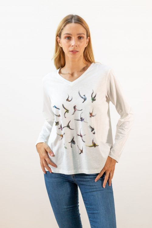 Camiseta manga larga pájaros