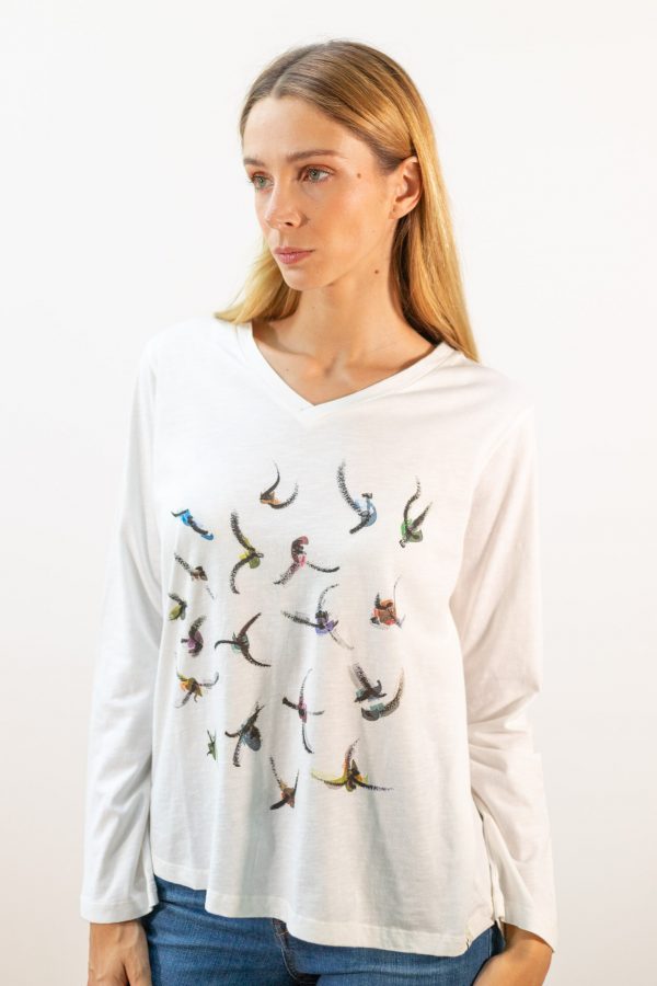 Camiseta manga larga pájaros