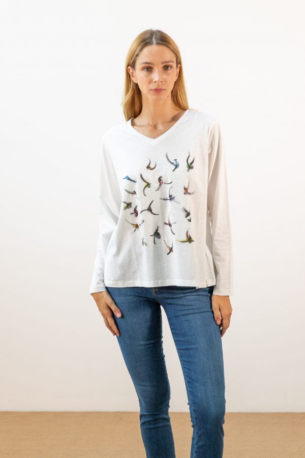 Camiseta manga larga pájaros