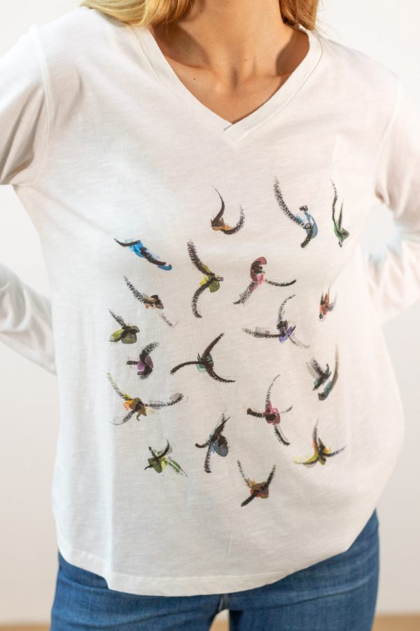 Camiseta manga larga pájaros