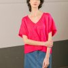 Chaleco fucsia cuello pico