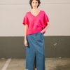 Chaleco fucsia cuello pico