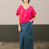 Chaleco fucsia cuello pico