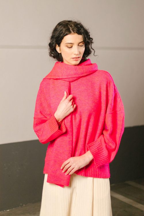 Bufanda fucsia de punto