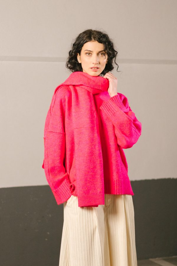 Bufanda fucsia de punto