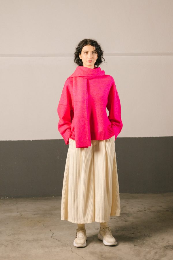 Bufanda fucsia de punto