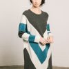 Vestido de punto gris y azul