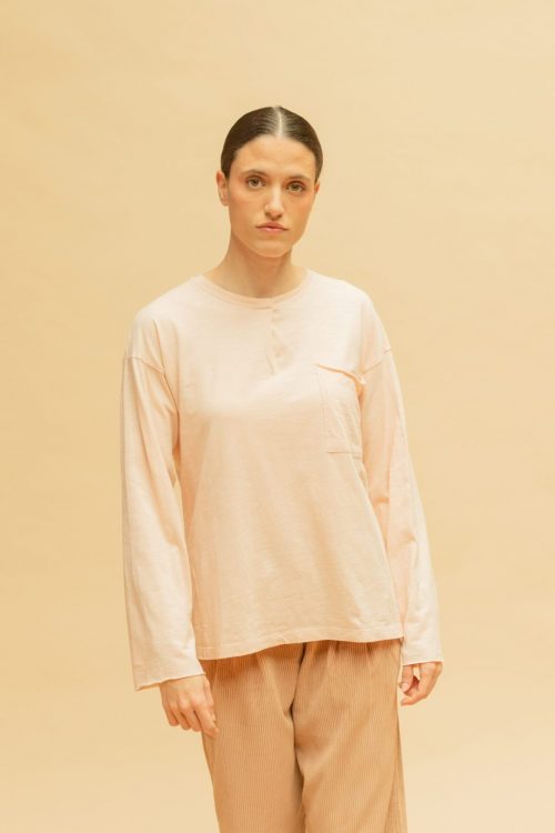 Camiseta rosa pliegue