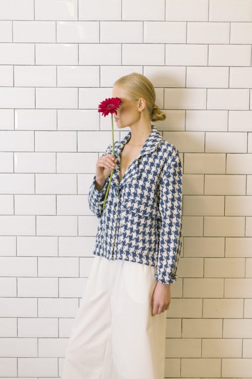 Chaqueta pata de gallo azul